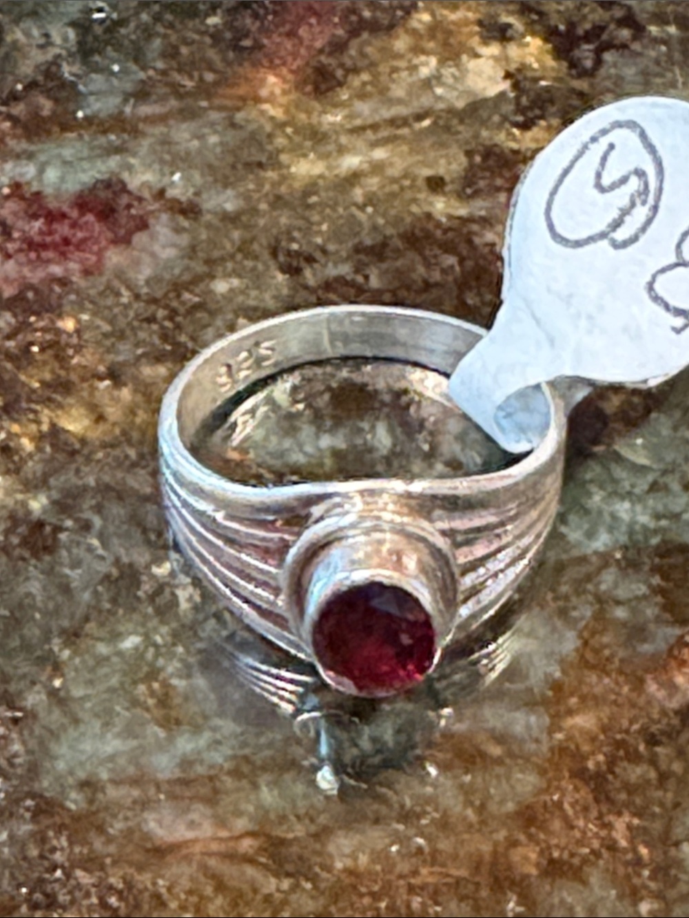 Sterling Silver Red Garnet Oval Ring